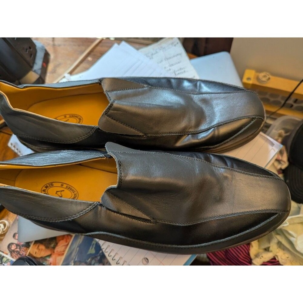 Giovanni Adami Italian Hand Made Black Leather Slip-On Shoes Sz 11.5 OOAK